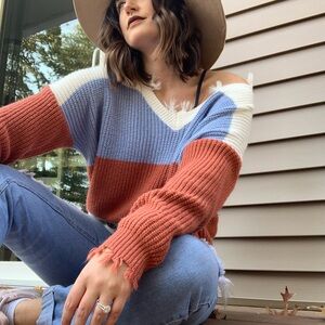 Colorblock V-Neck Sweater
